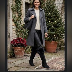 Fabianelli Stylish Black Fur-Trimmed Wedge Boots